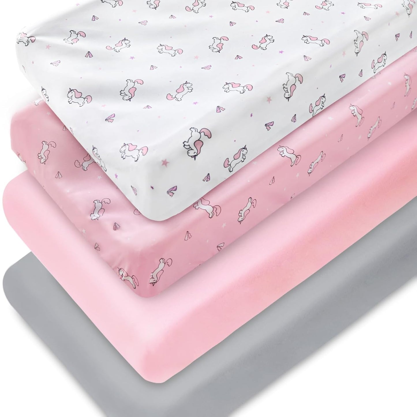 Changing Pad Cover for Girls 4 Pack, Comfy & Breathable Changing Table Cover for 32''x16" Changing Table Pads, Diaper Changing Pad Cover, Pink