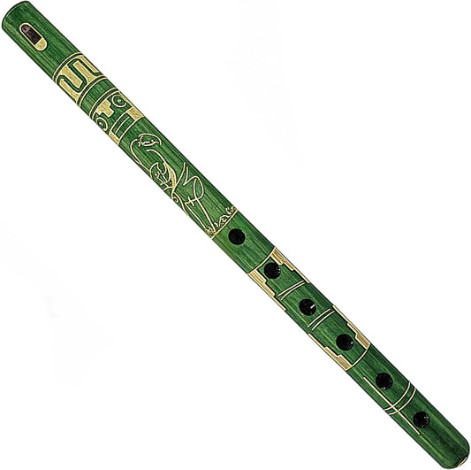 Mia Jewel Shop - Handmade Colored Bamboo Wooden Flute | Tribal Nature Pattern | Native Recorder for Beginners, Meditation & Music Lovers (Lime)