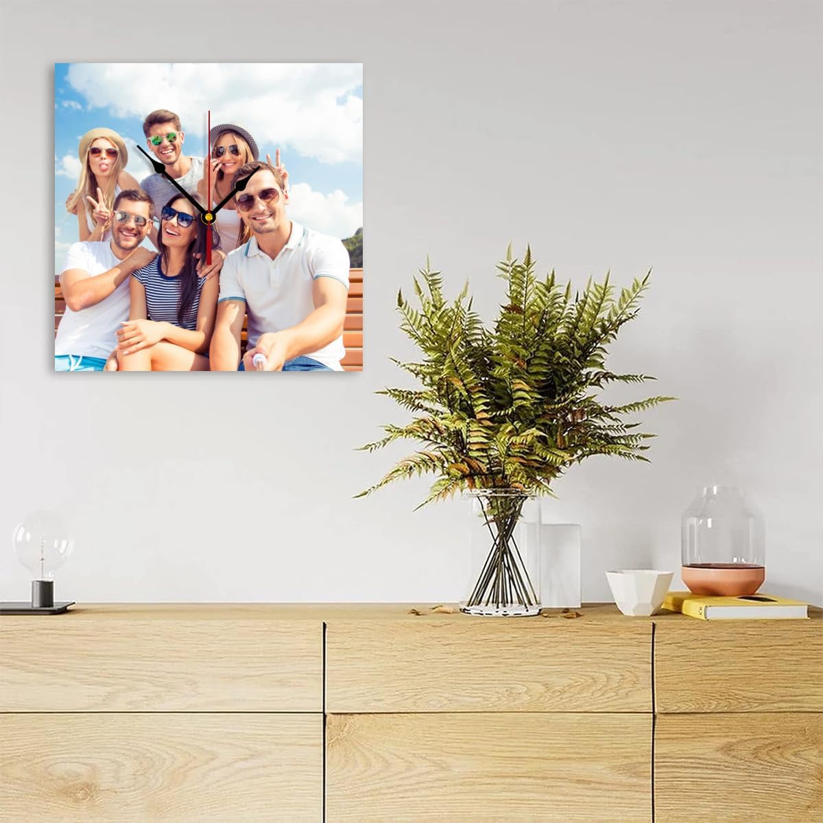 Custom Clocks for Walls Personalized Clocks with Photo Text Logo Customize Gifts for Kitchen Bathroom Home Creative