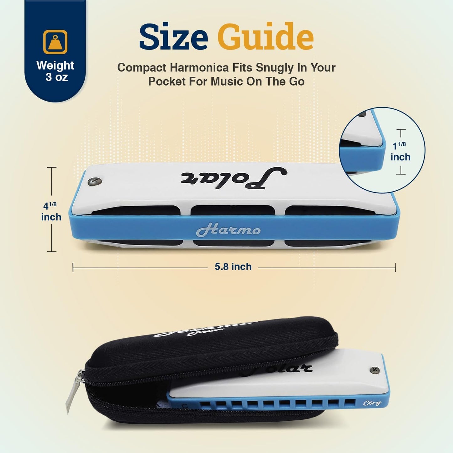 Harmo Polar Diatonic Harmonica Key of B, Super Country Tuned - Ideal for Bluegrass, Jazz, and Celtic Music, Mouth Organ With Case, Harmonica for Adults, Beginners & Professionals