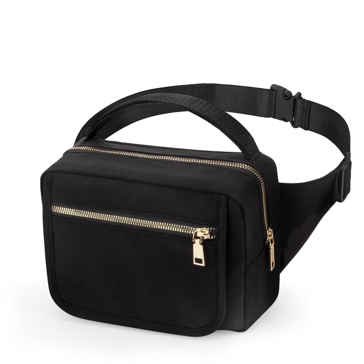 printe Small Diaper Bag with Portable Changing Pad, Crossbody Fanny Pack with Wipes Pocket for Stroller, Women Waist Bag for Travel, Black Large