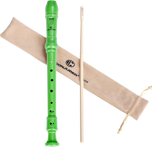 CONJURER Soprano Recorder Instrument for Kids Student - German Fingering 8 Hole Flute ABS Descant Recorders for Beginners with Cleaning Rod and Bag for Kids Over 3 Years Old