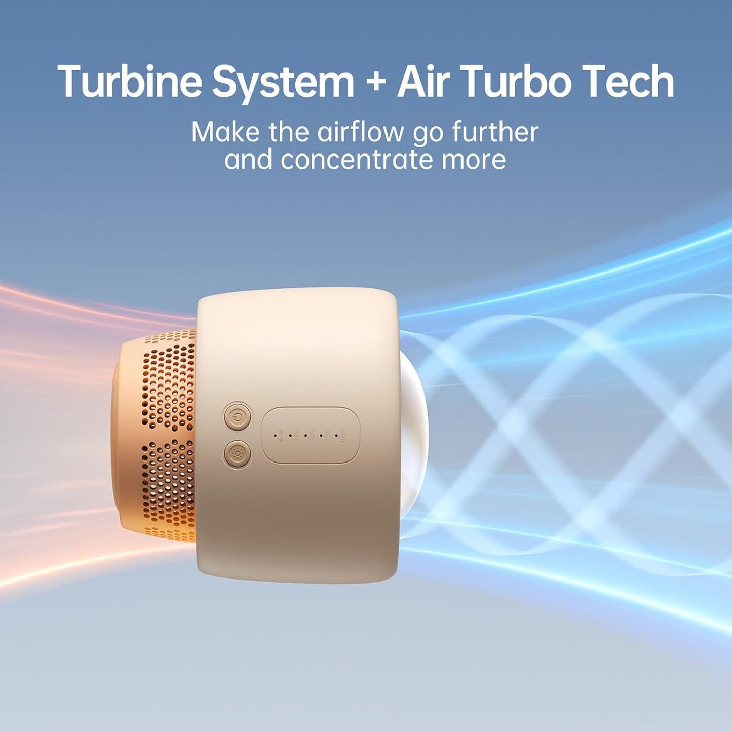 JISULIFE Stroller Fan Baby Large, Safe Bladeless for Crib, Desk, 4000mAh Battery Rechargeable Portable Cooling Fan with Air Turbo Tech, Night Light, Food-Grade Gift for Mom/Dad/Friend - Brown