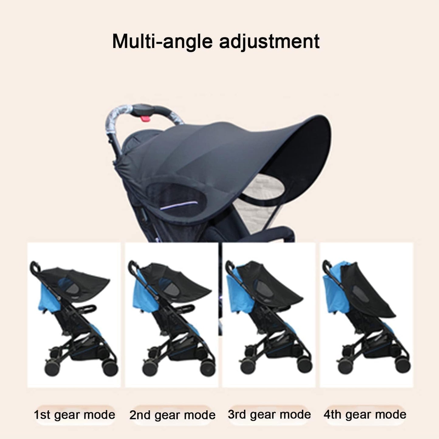 Baby Stroller Sunshade Universal UV Protection Sun Cover for Strollers Pushchair Pram Buggy Waterproof Sun Rain Shade Cover Parasol Anti-UV Toddlers Stroller Canopy Sun Shade for Travel Zoo Park