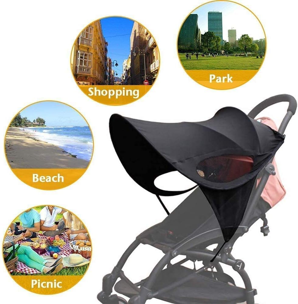 Baby Stroller Sunshade Universal UV Protection Sun Cover for Strollers Pushchair Pram Buggy Waterproof Sun Rain Shade Cover Parasol Anti-UV Toddlers Stroller Canopy Sun Shade for Travel Zoo Park