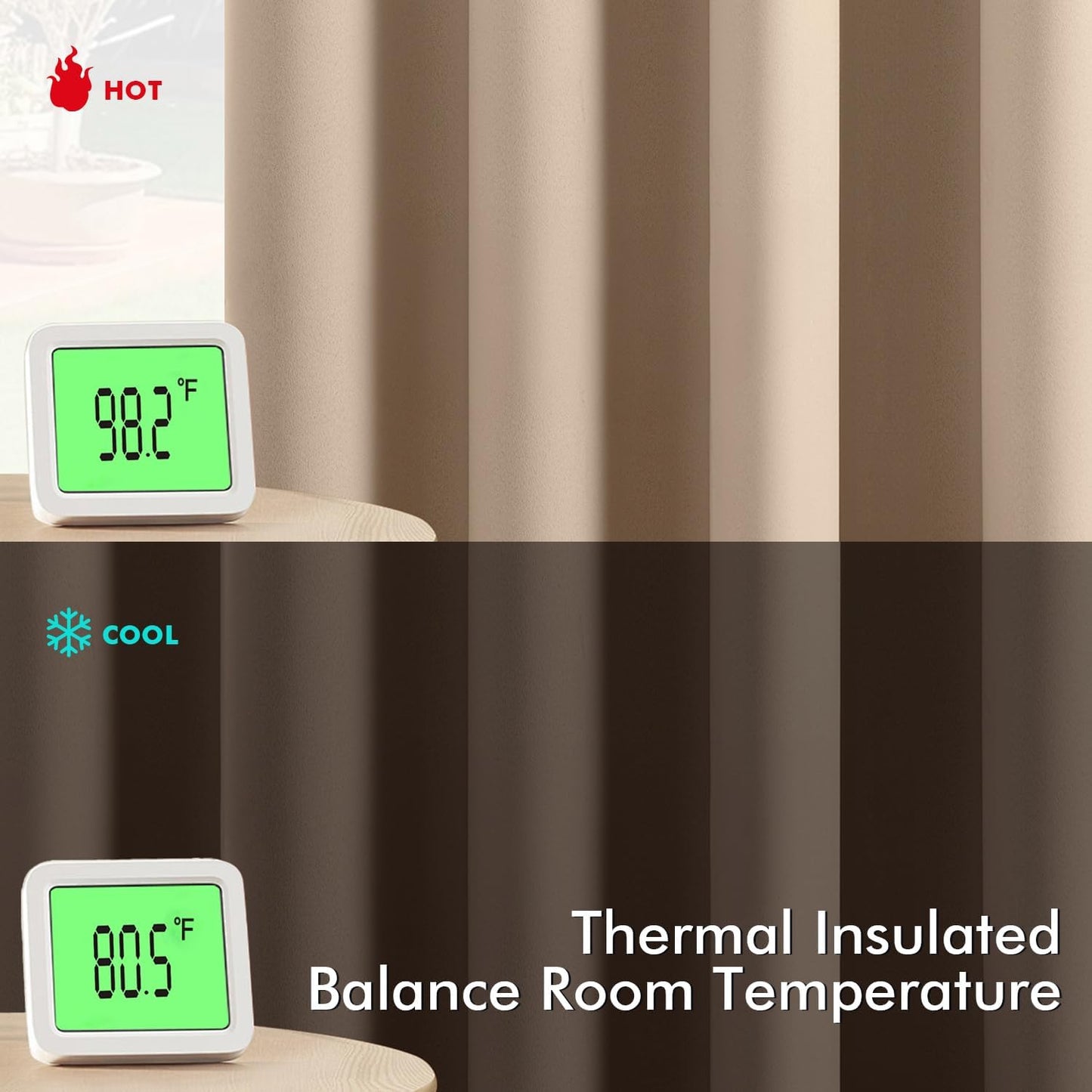 MIULEE Beige Blackout Curtains for Bedroom Living Room 90 Inches Long 2 Panels, Thermal Insulated Room Darkening Drapes Solid Grommet Top Noise Reduction Light Blocking Window Treatments 40x90 Inch