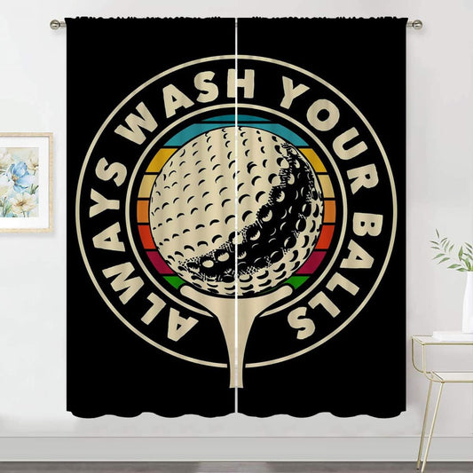 Golf Blackout Curtains for Boy Girl Room Darkening Decor,Sport Theme and White Motto Dark Background Bedroom Living Room Home Rod Pocket Thermal Insulated Window Curtain/Drapes Panel,42x45 Inch…