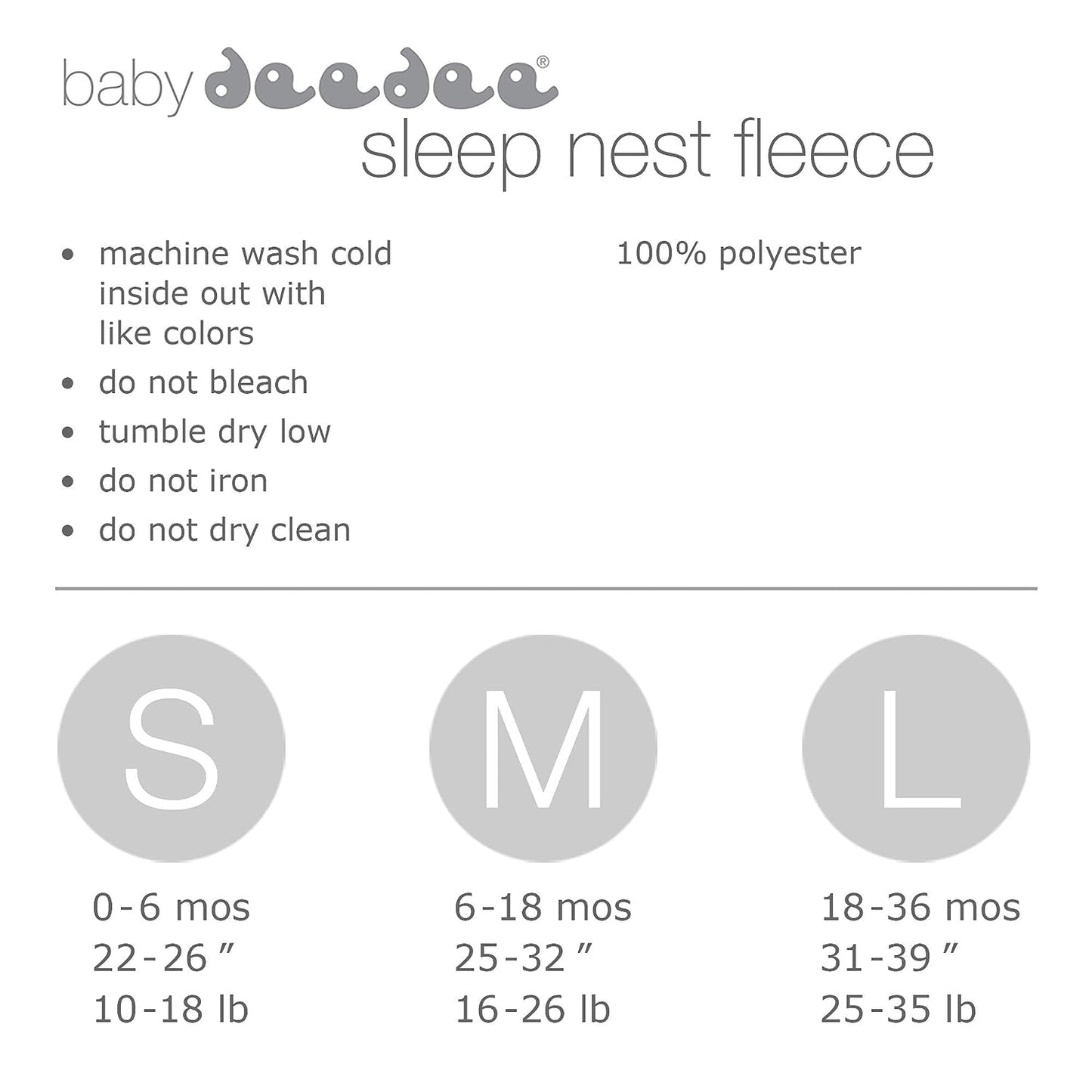 baby deedee Sleep Nest Fleece Baby Sleeping Bag, Ivory, 6-18 Month