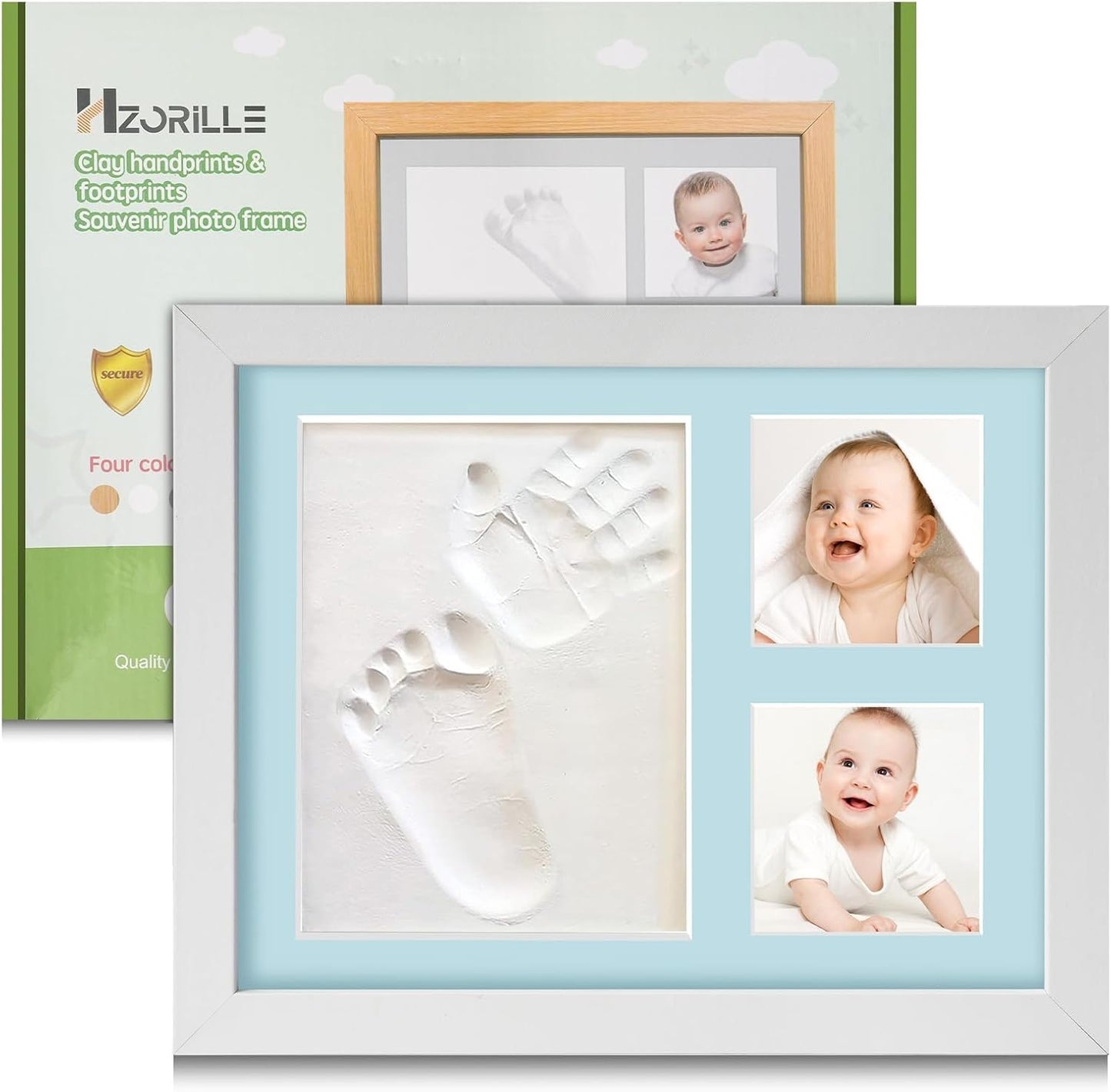 Baby Hand and Footprint Kit,Footprint Kit for Boy or Girl,Keepsake Handprint Kit Newborn Nursery Picture Frame Timeless Gifts for Baby Shower and Registry (white)
