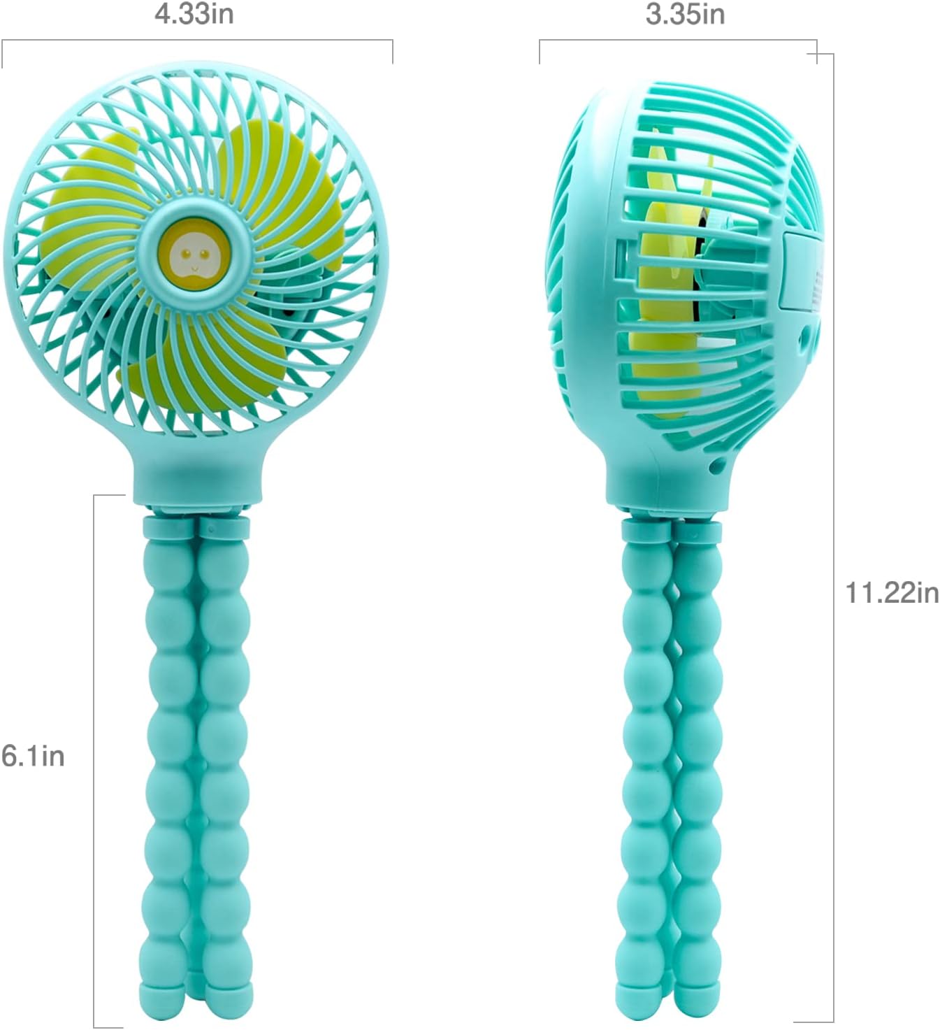 TRELC Mini Handheld Stroller Fan, Personal Portable Baby Rechargeable Fan With Flexible Tripod, Upgraded Version, Gift for Children Office Treadmill Room Car Traveling BBQ Gym (Mint Green)