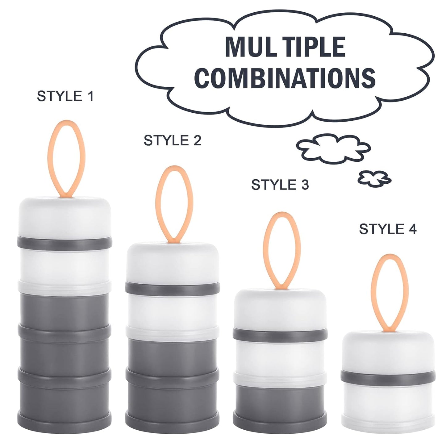 Accmor 2 Pack Baby Formula Dispenser On The Go, Stackable Formula Dispenser Formula Container to Go, Non-Spill Portable Milk Powder Kids Snack Storage Container, BPA Free