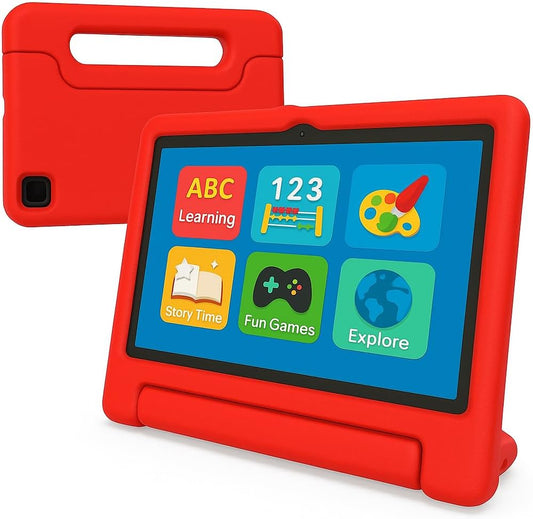 10.1 Inch Kids Tablet with Shockproof Case | Android 14, 64GB+8GB RAM, 12H Battery | Parental Control, Google Kids Space & Preloaded Educational Apps | WiFi 6, HD Display, Ages 3-12