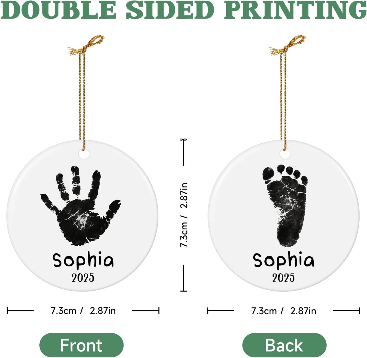Baby Hand and Footprint Ornament - Baby's Frist Christmas Ornament 2025 with Custom Photo, Name, Date - Personalized Baby Gifts, Newborn Keepsake, New Mom Gifts