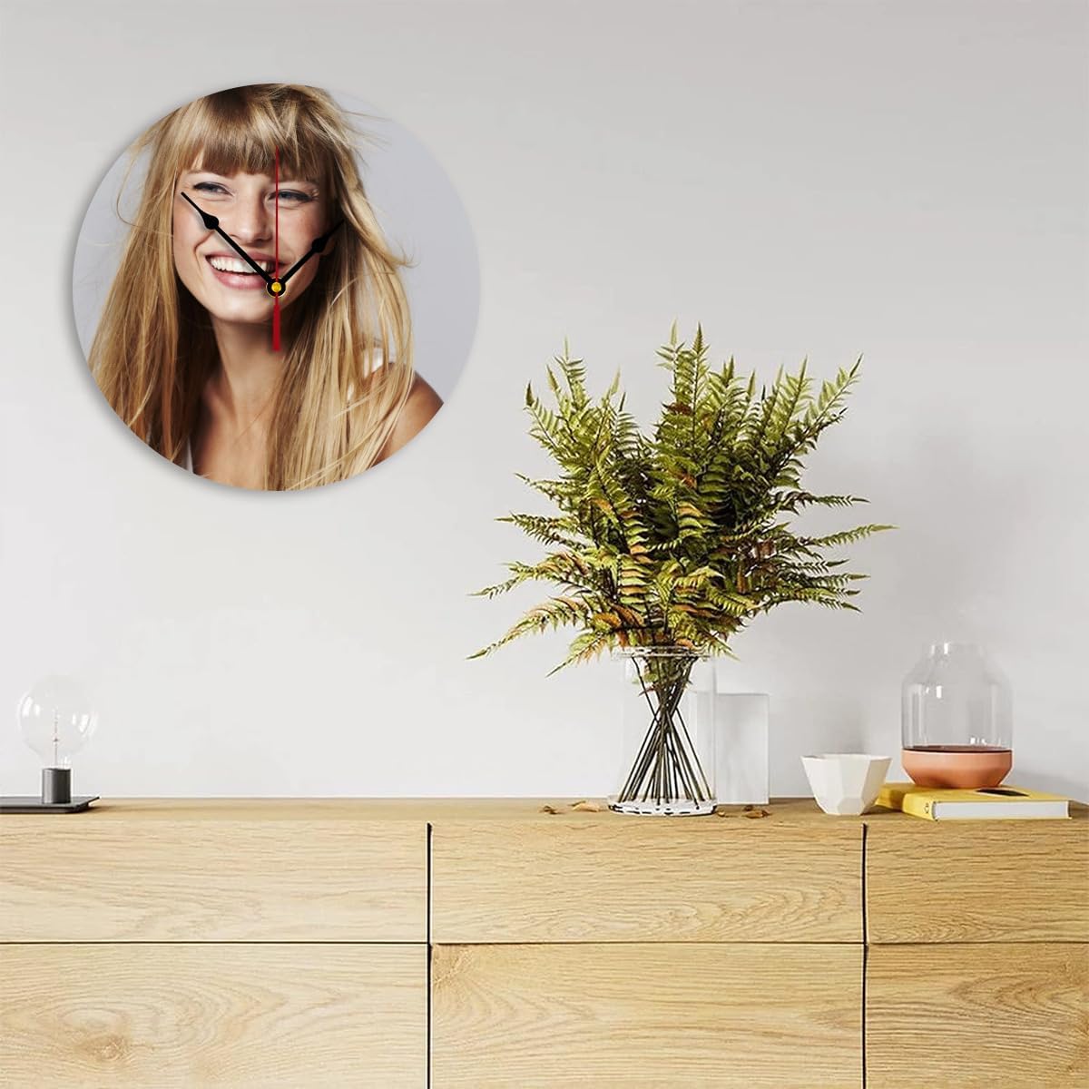 Generic Custom Clocks for Walls Personalized Clocks with Picture, 10inch-25cm Round Silent Wall Clock, Modern Style for Living Room, Unisex, Indoor Use, PVC Material