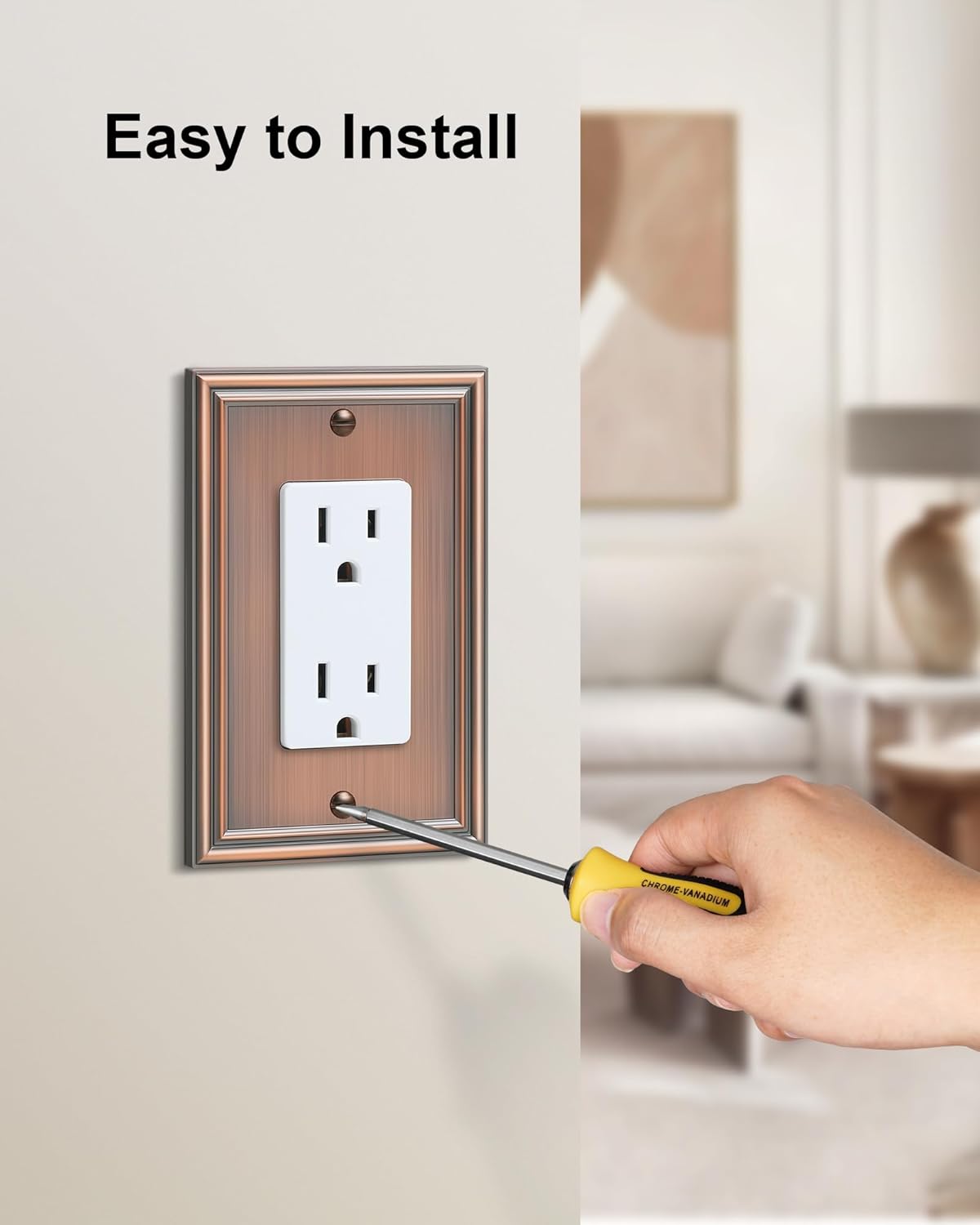 2-Pack Decorator Outlet Cover Plate, Antique Copper Decorative Switch Plates and Outlet Covers, Durable Zinc Alloy Wall Plates for Electrical Outlets, Receptacle, GFCI Outlet, Dimmer Switch