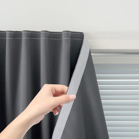 Magic Tape Stick On Curtains Window Shades Pull Down Blackout Window Cover Blackout Curtains for Bedroom No Drillng Self Adhesive Curtains No Rod Small Curtain, 47" W X 71" L, Grey, 1 Panel