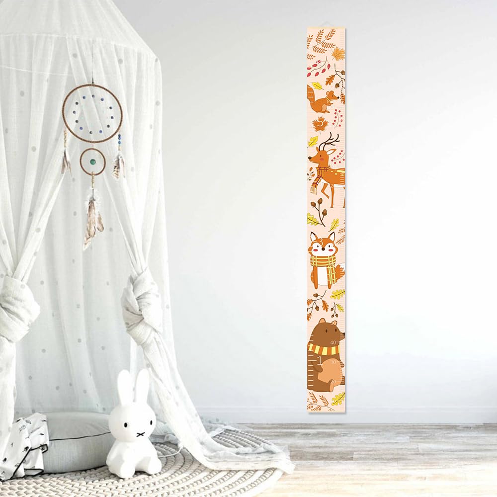 Kids Measuring Growth Chart for Wall Adorable Animal in Late Fall Toddler Height Chart- Measure and Track Their Growth with This Wall Tape Growth Chart Warm Autumn Baby Nursery Room Décor 79" x 7.9"