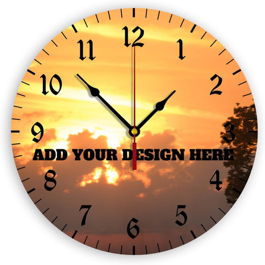 Generic Custom Wall Clock Personalized Clocks with Photo Text Logo Silent Non Ticking Round Decoration for Kitchen Creative, 10inch-25cm