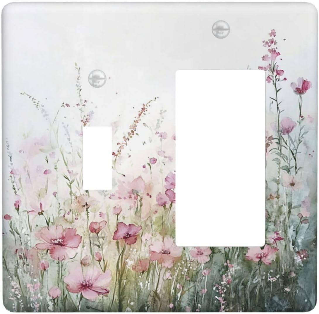 Outlet Covers Wildflower Botanical Watercolor Floral 1 Toggle 1 Rocker Combination Decorative Wall Plate Electrical Switch Plates Light Switch Cover Plate For Bed Room Living Room Decor