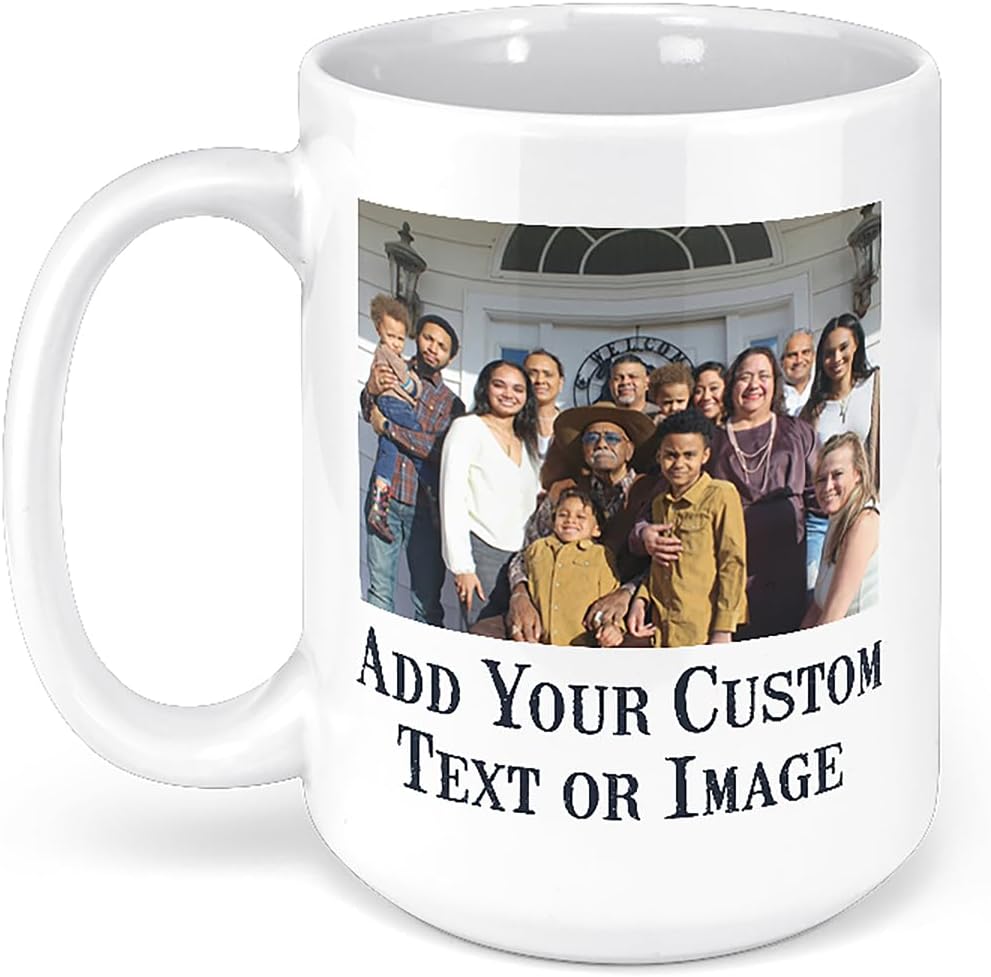 Personalized Mother's Day Coffee Mug, Custom Mum Photo Text 15 Oz Ceramic Mug, Customized Father's Day Gift Idea Picture Name Cup, Taza Cafe Personalizadas Fotos, Cute Gifts Mom Dad, White