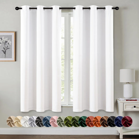 MIULEE Pure White Room Darkening Curtains - Grommet Top Bedroom Window Treatment Curtains Thermal Insulated Drapes for Living Room Kitchen Light Blocking Drapery, 40 x 54 Inches Long, 2 Panels