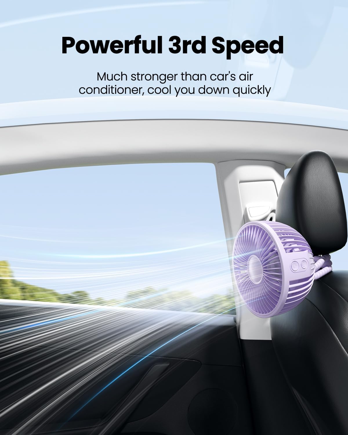 Gaiatop Oscillating Baby Stroller Fan with LED Night Light, 4 Speeds Cooling Rechargeable 360° Rotate Clip On, Battery Operated Small Portable Fans for Car Seat Crib Treadmill Travel