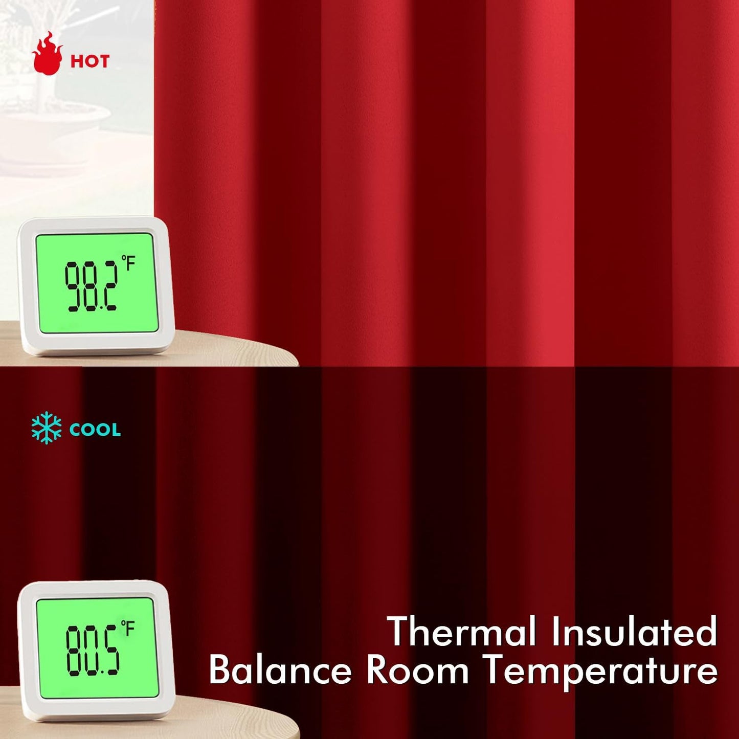 MIULEE Christmas Red Blackout Curtains for Bedroom Living Room 45 Inches Long 2 Panels, Thermal Insulated Room Darkening Drapes Solid Grommet Top Light Blocking Window Treatments 40x45 Inch