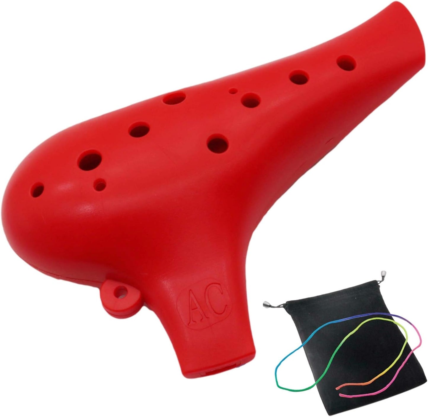 Aestivate Plastic Ocarina Instrument 12 Hole Ocarina Alto C 12-Hole Ocarina Instrument Easy Instrument (Red)