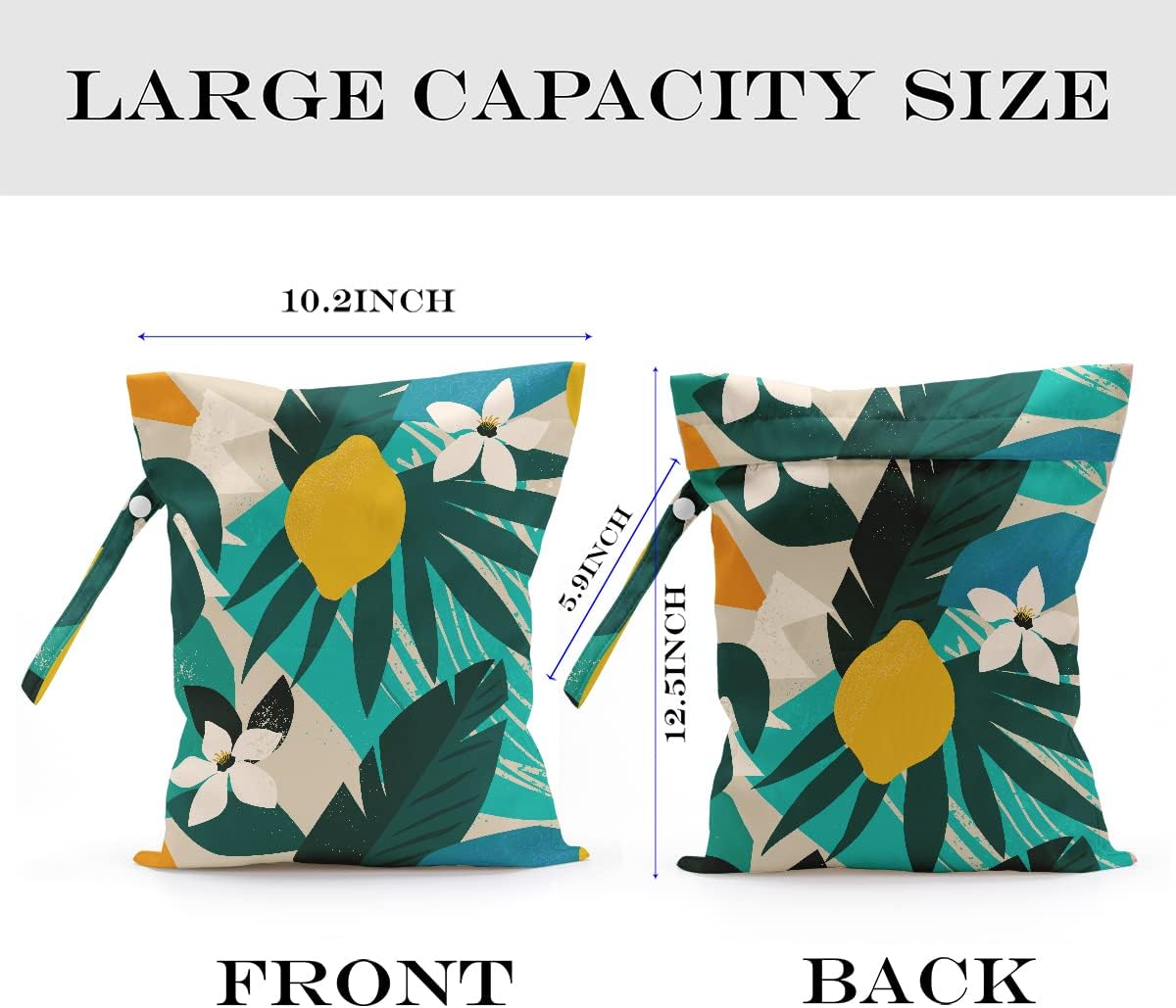 Wet Dry Bag Wet Bag for Swimsuit Travel Beach Pool Stroller Diapers Dirty Yoga Gym Clothes Makeup Bag Waterproof Tropical Palm Leaves Decor Jungle Palm Leaf Favors