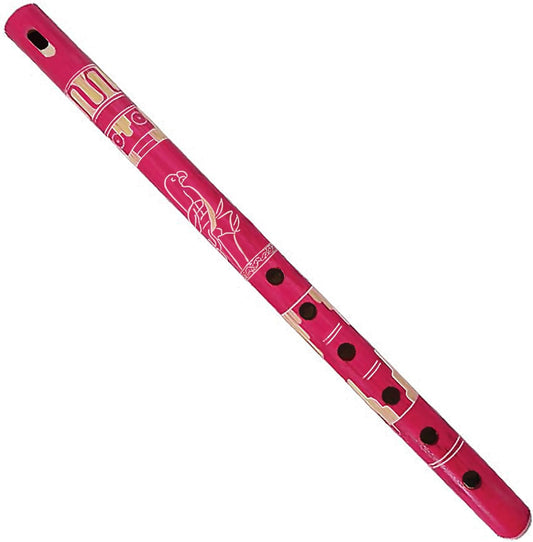 Mia Jewel Shop - Handmade Colored Bamboo Wooden Flute | Tribal Nature Pattern | Native Recorder for Beginners, Meditation & Music Lovers (Hot Pink)