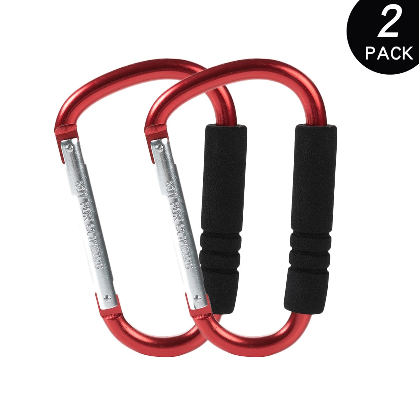 Stroller Hooks by Baby，2 Pack Convenient Organizer Hook Bag Clips to Diaper Bags Red