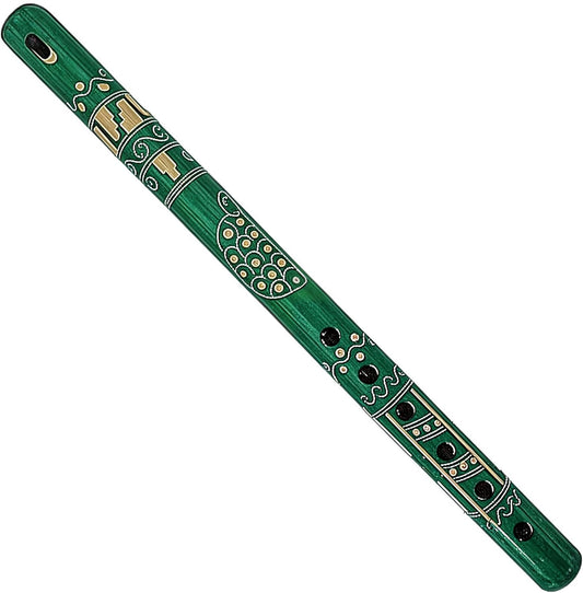 Mia Jewel Shop - Handmade Colored Bamboo Wooden Flute | Tribal Nature Pattern | Native Recorder for Beginners, Meditation & Music Lovers (Teal)