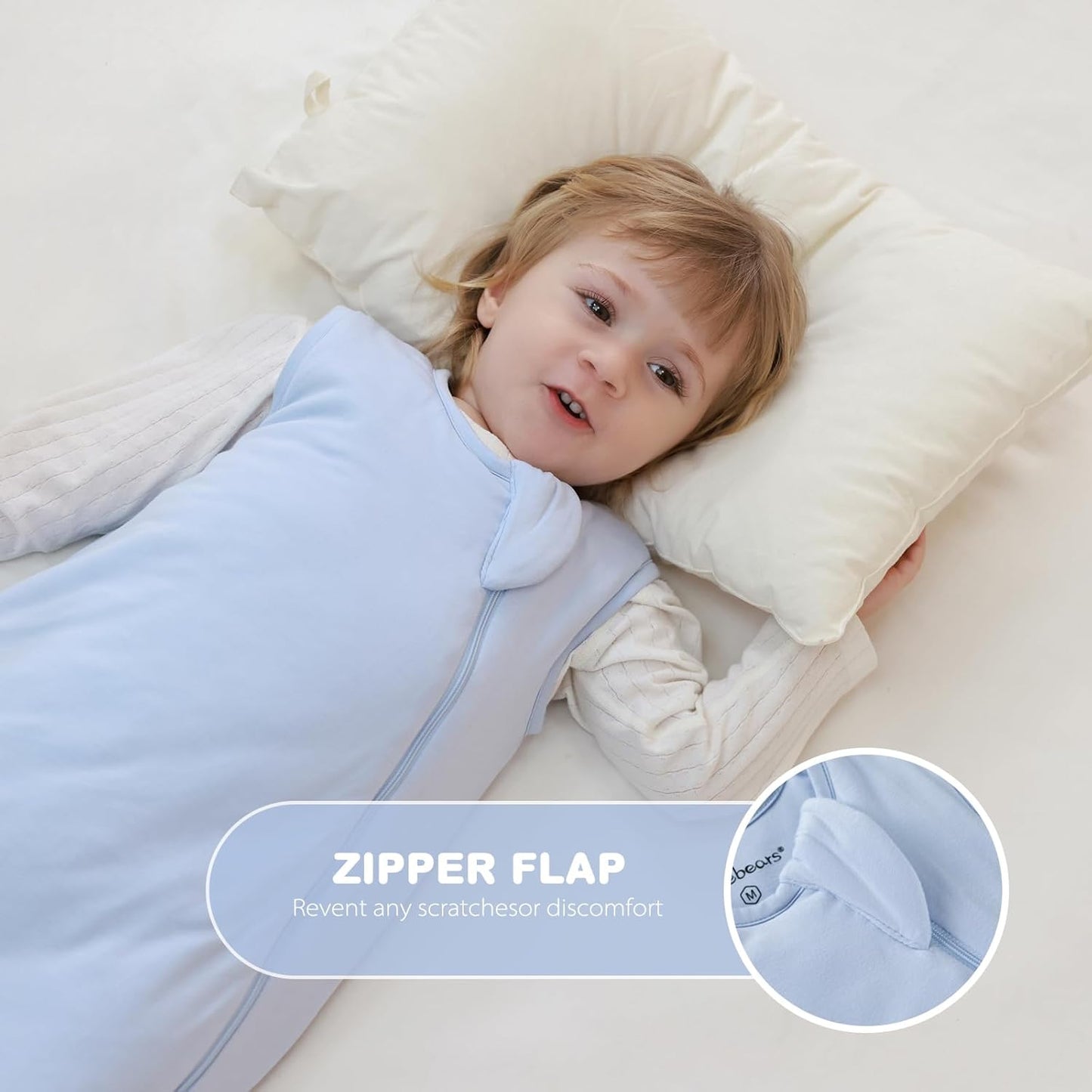 Mosebears Unisex Baby Sleep Sack 1.0 TOG, Supersoft Rayon Made from Bamboo Wearable Blanket with 2-Way Zipper (Sage&Blue,0-6 Months)