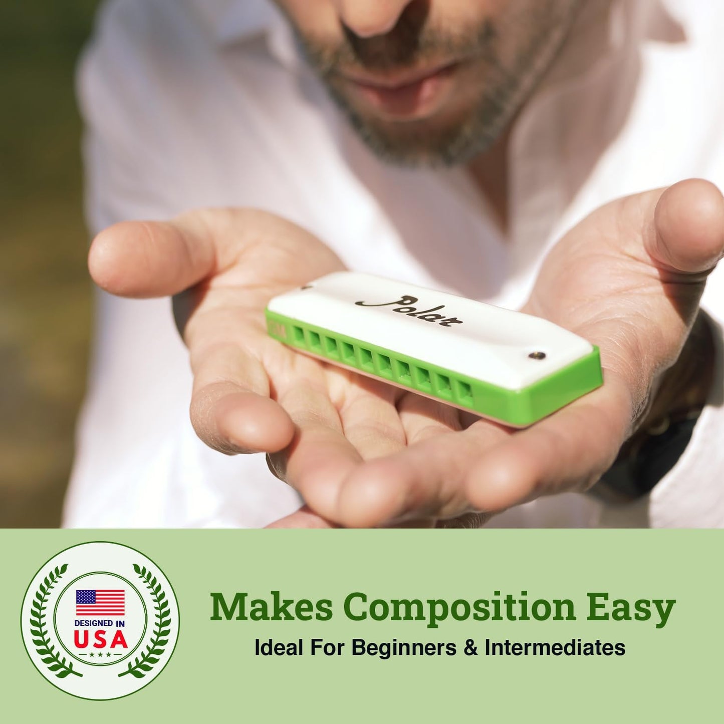 Polar Diatonic Melody Tuned Harmo Harmonica Key of D - Special Tuning for Easy Melodies in Cross Harp, 2 Octaves Without Bends, Loud & Responsive with Smooth Edges - USA-Checked