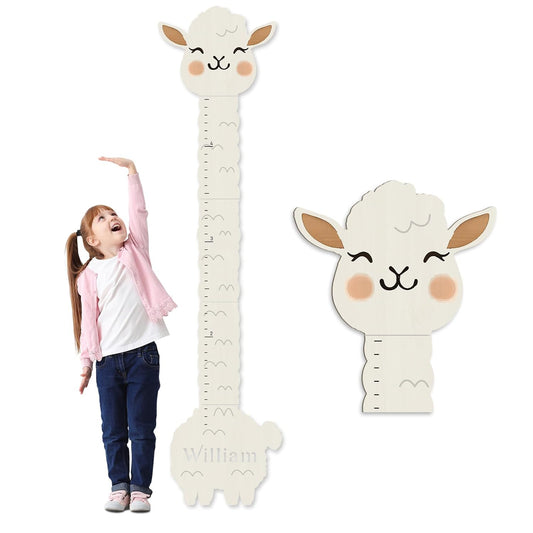 Personalized Name Height Chart for Wall, Alpaca Wood Growth Chart, Height Measurement for Wall Girls Boys Teen Room Wall Decor 63" x 15.7"