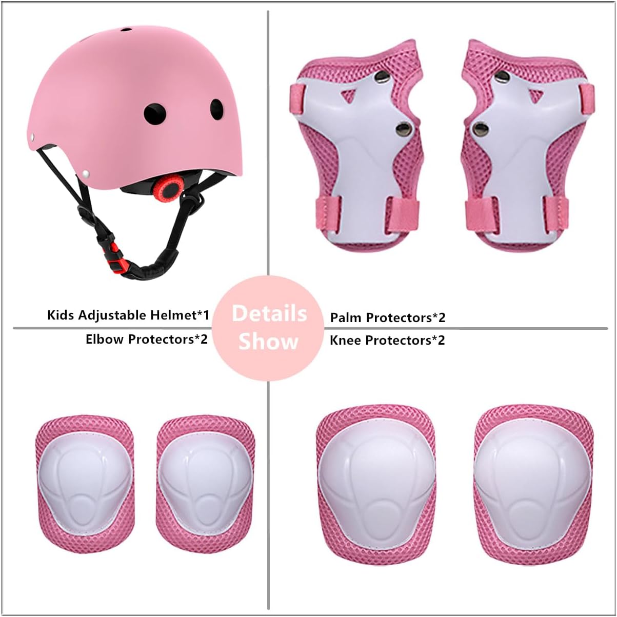 Kids Bike Helmet for Ages 2-14, Adjustable Safety Toddler Helmet with Protective Gear Set, Skateboard Scooter Helmets with Knee Elbow Pads Wrist Guards