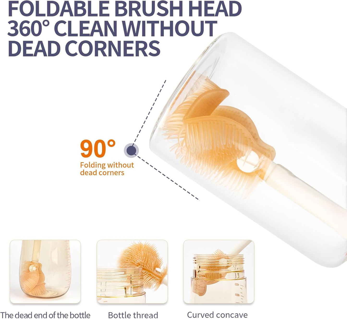 HOEREV Portable Baby Silicone Bottle Brush Set Include Pacifier Brush, Straw Brush, draining Rack, Portable Box