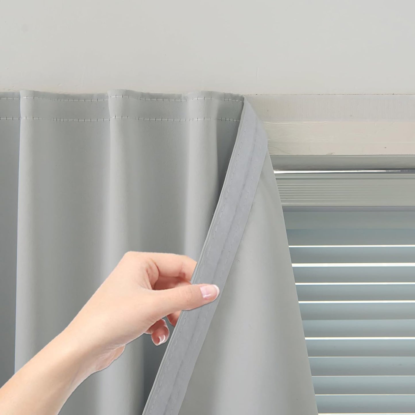 self Adhesive Curtains Portable Blackout Curtain Simple and Easy to Install Bedroom Window Thermal Lnsulated Kitchen Room Darkening Black Small Drapes, 59" W X 59" L, White, 1 Panel