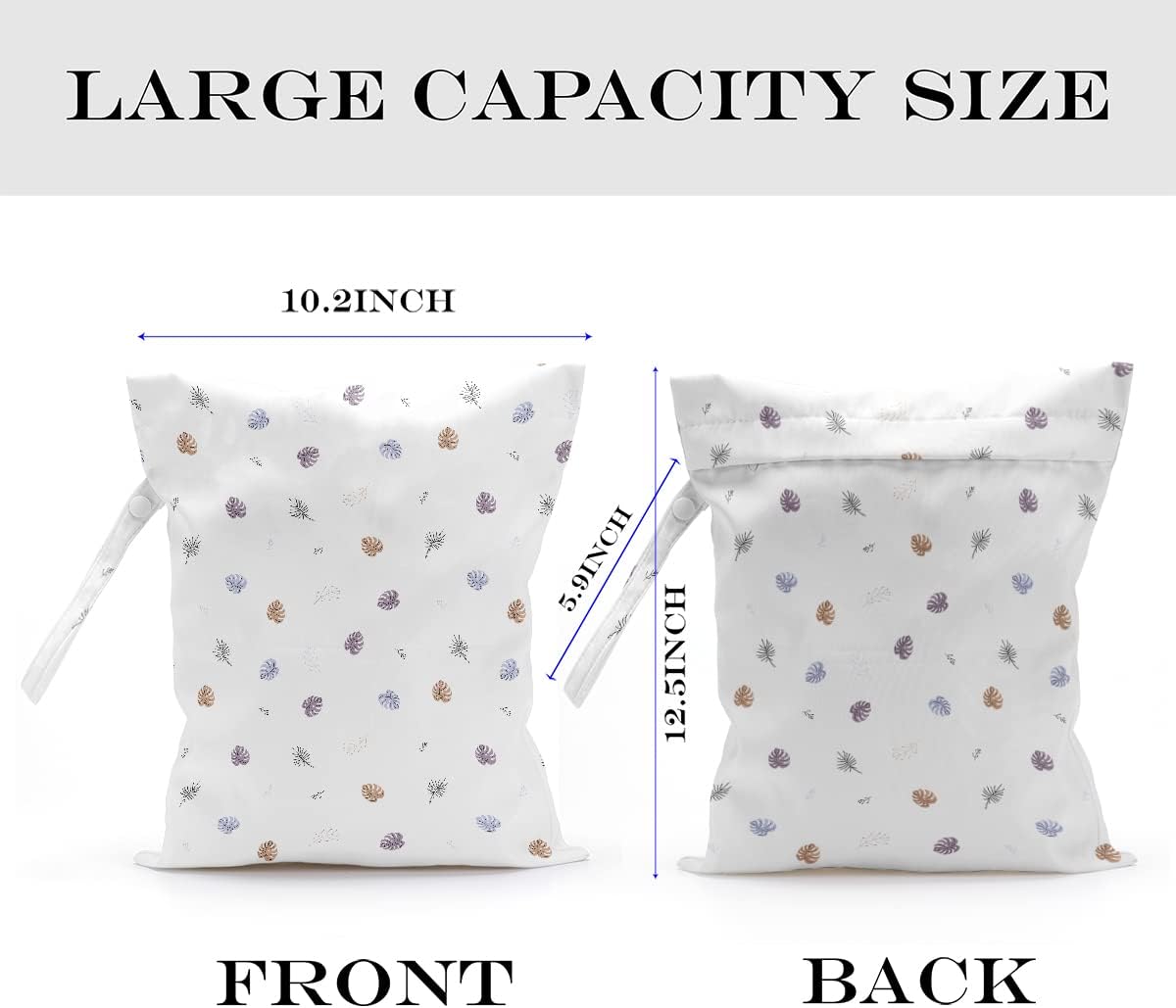 Wet Dry Bag, for Swimsuit, Travel, Beach, Pool, Stroller, Diapers, Dirty Yoga Gym Clothes, Makeup Bag, Waterproof Tropical Palm Leaves Decor Jungle Palm Leaf Favors