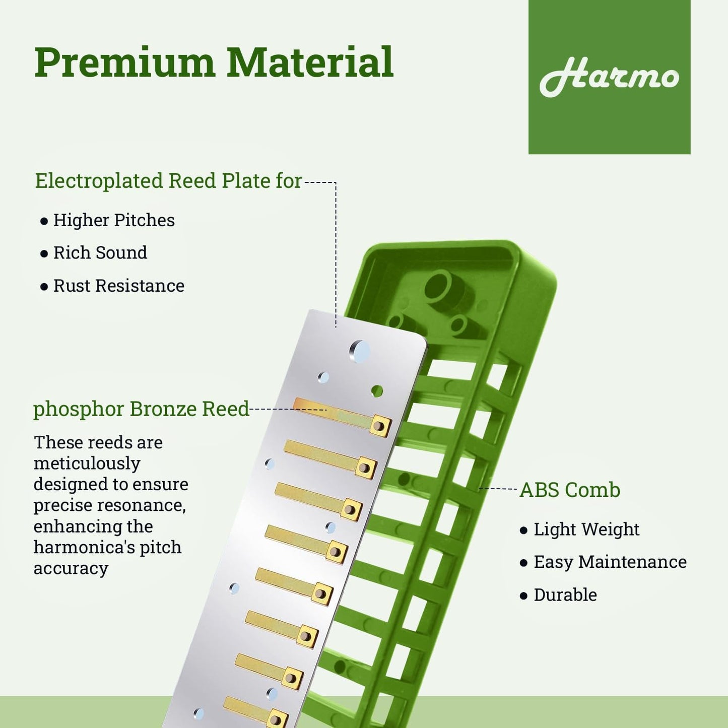 Polar Diatonic Melody Tuned Harmo Harmonica Key of Db - Special Tuning for Easy Melodies in Cross Harp, 2 Octaves Without Bends, Loud & Responsive with Smooth Edges - USA-Checked