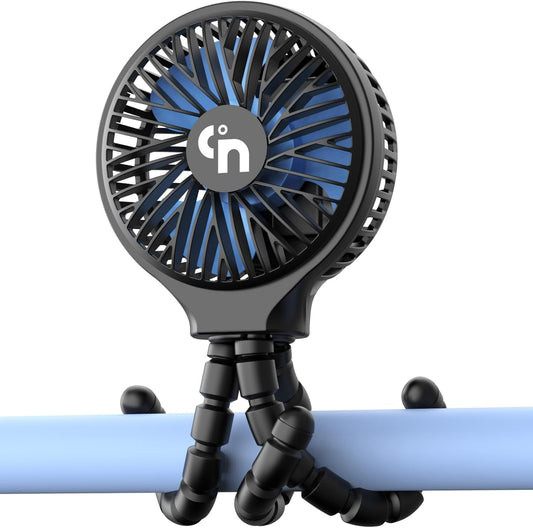 HomeLifairy Portable Stroller Fan, USB or Rechargeable Battery Operated with 3 Speeds and 360°Rotate, Cooling Clip On for Baby Crib Travel Car Seat Black