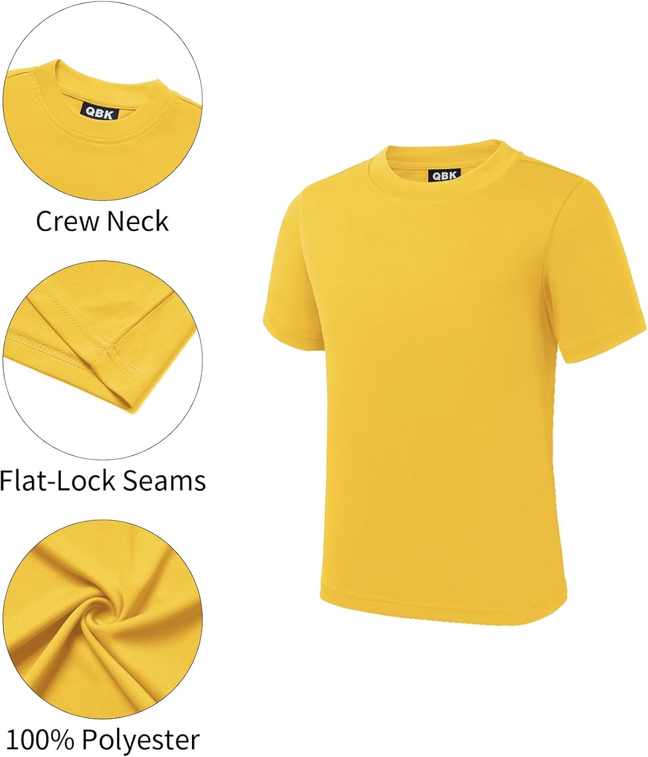 QBK 2T to Youth Neon Shirt Kids UPF 50+ Dry Fit Athletic Short Sleeve Rash Guard T Shirts for Boys Girls Sports Undershirt