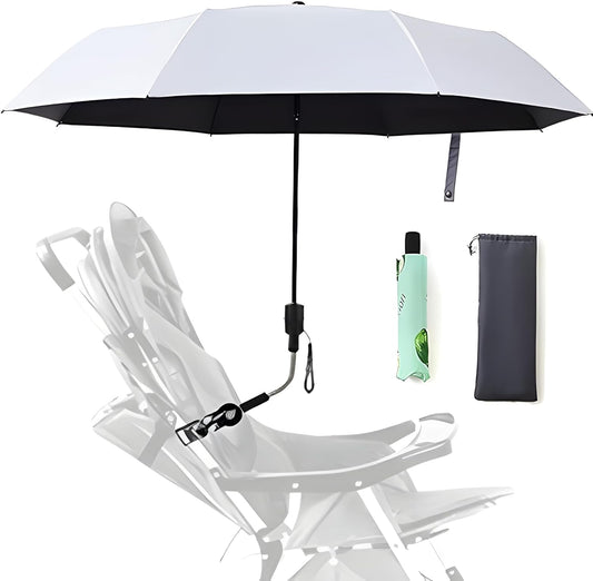 Universal Baby Stroller Sun Protection Parasol, with Umbrella Clip Fixing Device, UPF 90+ UV Protect Pushchair Sun Parasol (Silver)