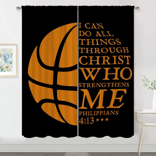 Basketball Blackout Curtains for Boy Girl Room Darkening Decor,Sport Theme and Motto Dark Background Bedroom Living Room Home Rod Pocket Thermal Insulated Window Curtain/Drapes Panel,55x63 Inch…