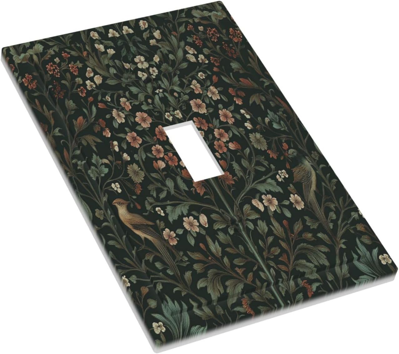 Decorative Light Switch Cover Vintage Morris Colorful Flower Green Leaf 1 Gang Single Toggle Device Electrical Faceplate Switchplates Decorator Outlet Wall Plate For Bed Room Living Room