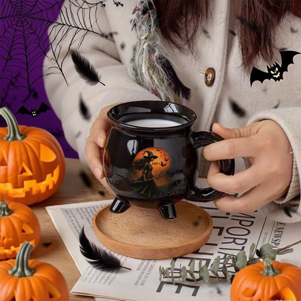 Custom Witch Cauldron Mug, Witch Themed Halloween Coffee Mug, Personalized Witches Brew Halloween Coffee Mug For Women, Besties, Family, Witches Cauldron (2 Pcs)