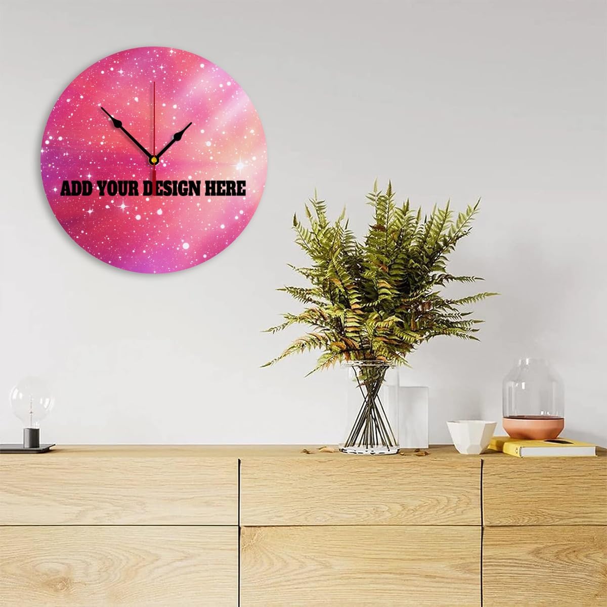 Generic Custom Wall Clock Personalized Clocks with Photo Text Logo That PVC Customized Round Silent Clock for Living Room Wedding Friend Family Lover, 10inch-25cm