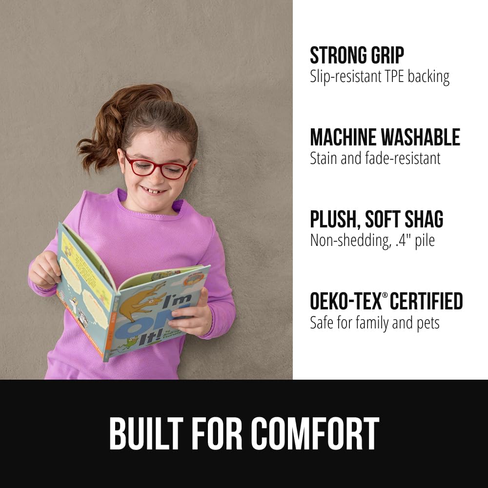 GORILLA GRIP Ultra Soft Washable Area Rug, 5x7, Stain and Slip Resistant Plush Thick Carpet for Bedroom Living Room, No Shed Floor Rugs, Pet Friendly, Dorm Essentials, Kids Nursery Home Decor, Taupe