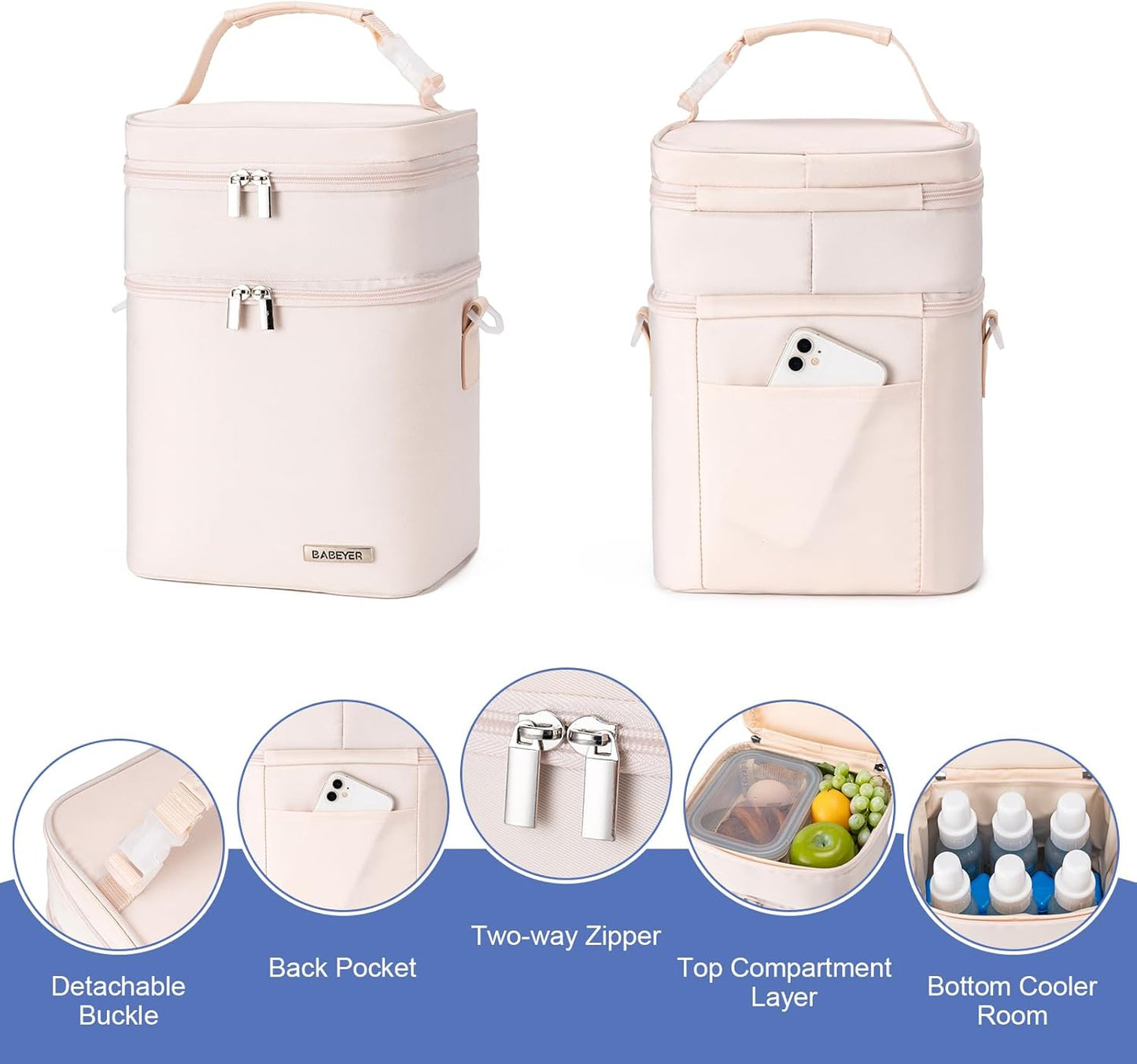 Breastmilk Cooler Bag with Ice Pack Fits 6 Baby Bottles Up to 9 Ounce