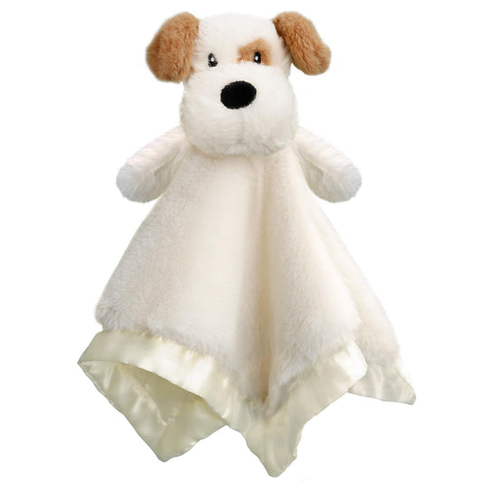 Dog Security Blanket Soft Lovey Baby Stuffed Animal with Satin Backing for Toddler Infant Newborn Boys and Girls, Lovely Unisex Puppy Snuggle Toy, Brown 13.5 Inch